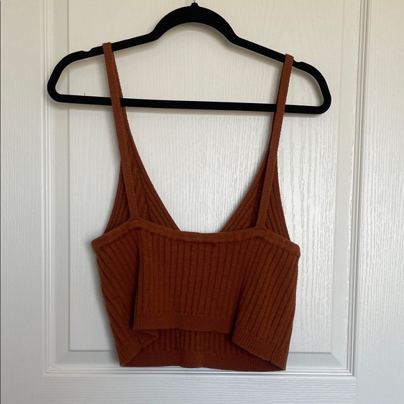 Rust Ribbed Knit Tank Top - Picture 3 of 3